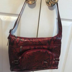 Faux Snake skin zip top hobo bag